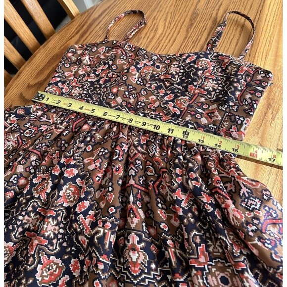 Fossil Multicolored Artsy Aztec Print Spaghetti Strap Sundress Sz M High Waist - Picture 8 of 10